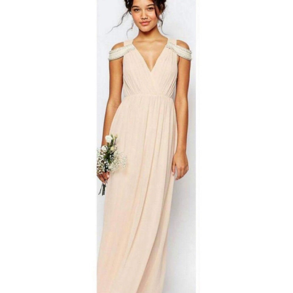 TFNC WEDDING Cold Shoulder Wrap Maxi Dress